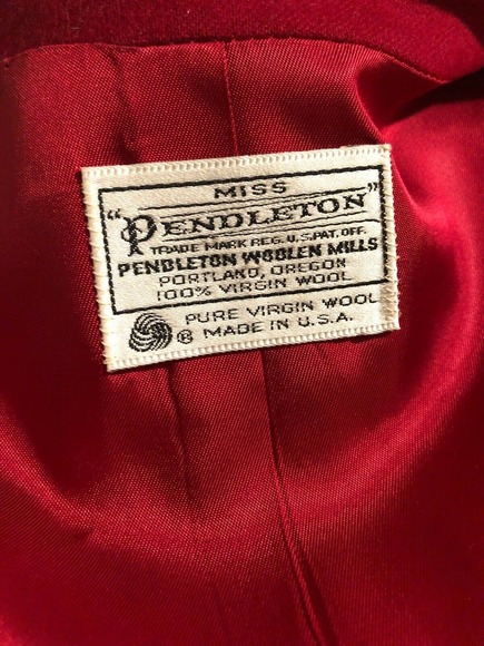 Women’s Miss Pendleton Blazer Sz 8 Red 1 Button Vintage 100% Pure Virgin Wool - Picture 6 of 8